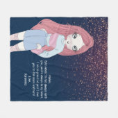 女カスタムの子への贈り物 |かわいい女の子 フリースブランケット (正面(横))