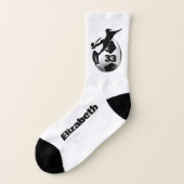 女カスタムの子サッカー靴下で名前ジャージー番号 ソックス (左外側)