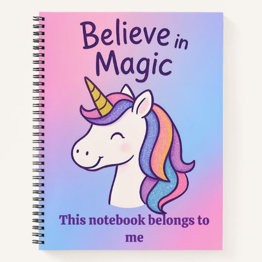 女カスタム子の信じ魔法ノートにユニコーン ノートブック (正面)