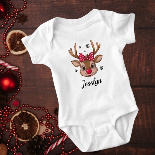 女カスタム子の愛らしいトナカイの衣装 ベビーボディスーツ