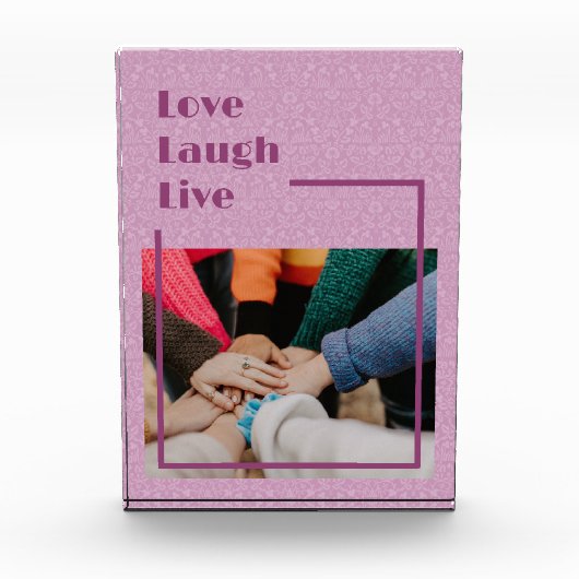 女カスタム性感動的ピンクの写真ギフト フォトブロック (正面)