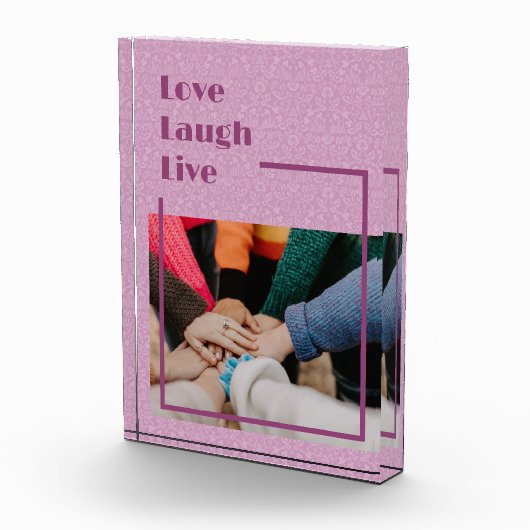 女カスタム性感動的ピンクの写真ギフト フォトブロック (右)