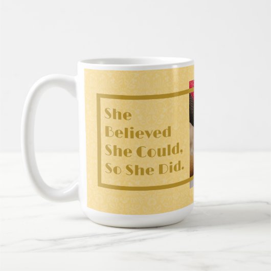 女カスタム黄感動的の写真贈り物 コーヒーマグカップ (左)