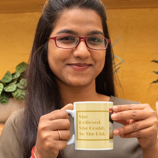 女カスタム黄感動的の写真贈り物 コーヒーマグカップ