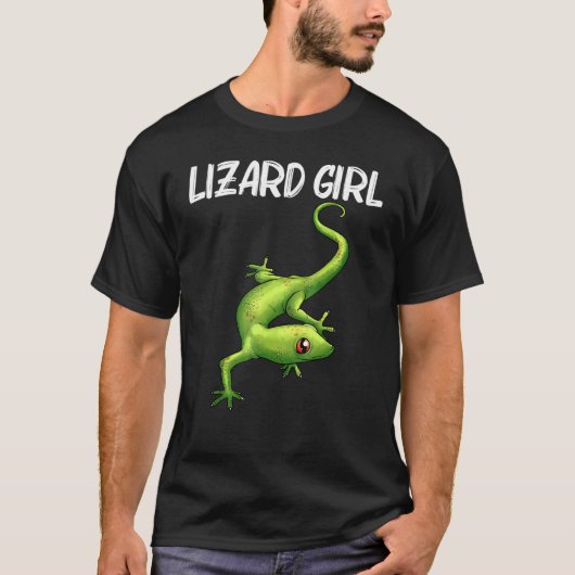 女カッコいいの子のためのトカゲGecko Green Reptile Ani Tシャツ (正面)