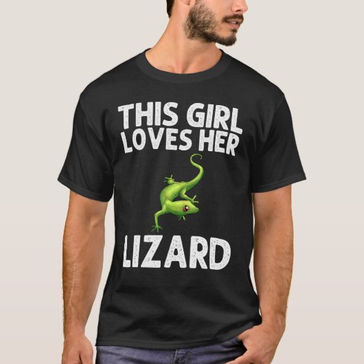 女カッコいいの子のためのトカゲGecko Green Reptile Ani Tシャツ (正面)