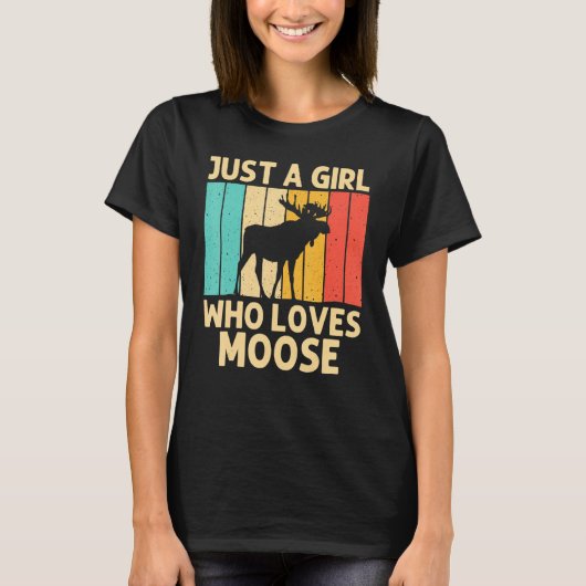女カッコいいの子のためのムースMoose Alaska Moose Elk Hu Tシャツ (正面)