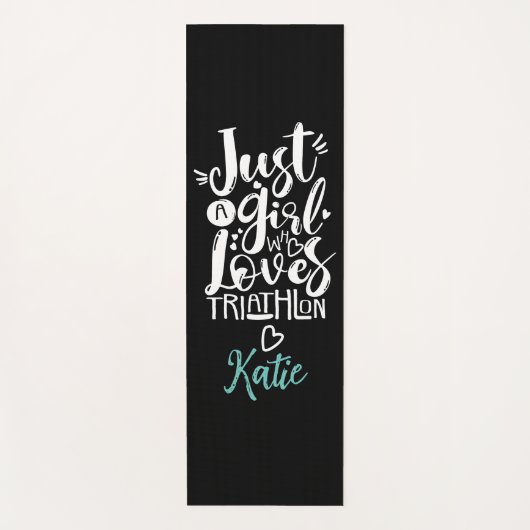 女カッコいいの子トライアスロンで白黒が大好き ヨガマット (正面)