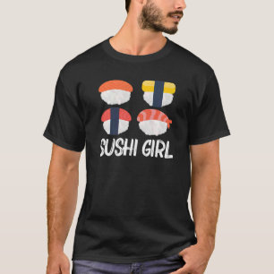 女カッコいい子の子ども向け日本の寿司 Tシャツ