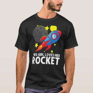 女カッコいい子用ロケット宇宙船Spac Tシャツ