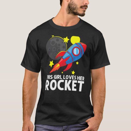 女カッコいい子用ロケット宇宙船Spac Tシャツ (正面)