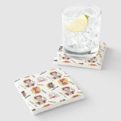 女カッコいい性ファッションの手書きスケッチ ストーンコースター (横)