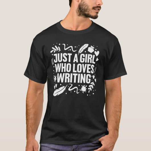 女カッコいい書女の子のための本の著者作家ポー Tシャツ (正面)
