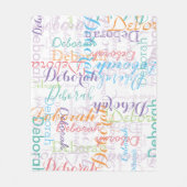 女カラフルの子の名前パターン フリースブランケット (正面)