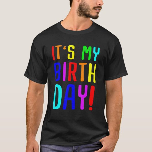 女カラフルの子の男の子の幼児と子供のための誕生日 Tシャツ (正面)