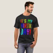 女カラフルの子の男の子の幼児と子供のための誕生日 Tシャツ (正面フル)