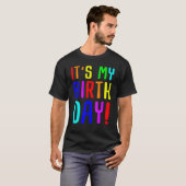 女カラフルの子の男の子の幼児と子供のための誕生日 Tシャツ (正面フル)
