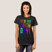 女カラフルの子の男の子の幼児と子供のための誕生日 Tシャツ (正面フル)