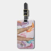 女カラフルの子ハイヒールパーソナライズされた荷札 ラゲッジタグ (正面縦)