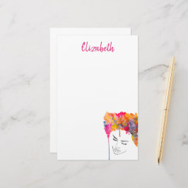 女カラフルファンキー毛水色 便箋