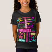 女カラフル子体操タイポグラフィT-S Tシャツ (正面)