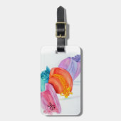 女カラフル子帽子パーソナライズされた荷札 ラゲッジタグ (正面縦)