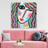 女カラフル性の抽象芸術デジタルポートレート キャンバスプリント (インサイチュ (リビング))