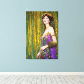 女カラフル性クリムトスタイルコラージュポートレート キャンバスプリント (インサイチュ (ウッドフロア))