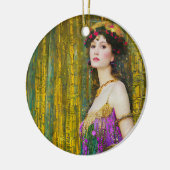 女カラフル性クリムトスタイルコラージュポートレート セラミックオーナメント (左)
