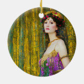 女カラフル性クリムトスタイルコラージュポートレート セラミックオーナメント (裏面)