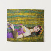 女カラフル性クリムトスタイルコラージュポートレート タペストリー (正面(横))