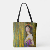 女カラフル性クリムトスタイルコラージュポートレート トートバッグ (裏面)