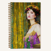 女カラフル性クリムトスタイルコラージュポートレート ノートブック (正面)