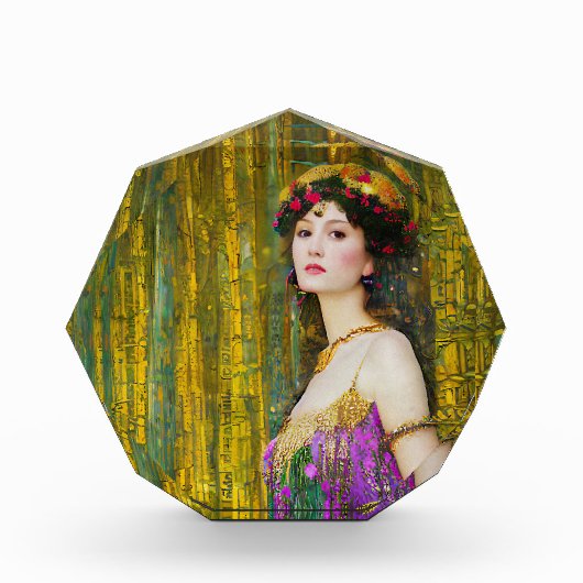 女カラフル性クリムトスタイルコラージュポートレート フォトブロック (正面)