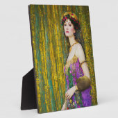 女カラフル性クリムトスタイルコラージュポートレート フォトプラーク (側面)