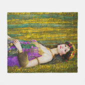 女カラフル性クリムトスタイルコラージュポートレート フリースブランケット (正面(横))