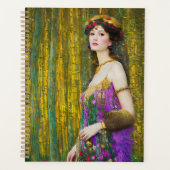 女カラフル性クリムトスタイルコラージュポートレート プランナー手帳 (正面)