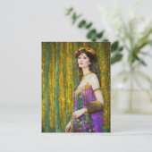 女カラフル性クリムトスタイルコラージュポートレート ポストカード (スタンド正面)