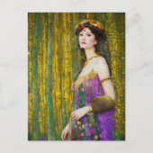 女カラフル性クリムトスタイルコラージュポートレート ポストカード (正面)
