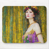 女カラフル性クリムトスタイルコラージュポートレート マウスパッド (正面)