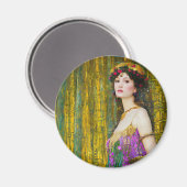 女カラフル性クリムトスタイルコラージュポートレート マグネット (正面/裏面)