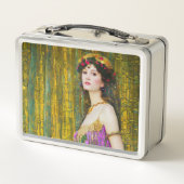 女カラフル性クリムトスタイルコラージュポートレート メタルランチボックス (裏面)