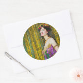 女カラフル性クリムトスタイルコラージュポートレート ラウンドシール (封筒)