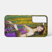 女カラフル性クリムトスタイルコラージュポートレート SAMSUNG GALAXYケース (裏面横)