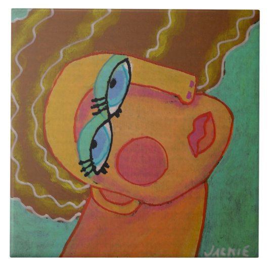 女カラフル性抽象芸術ポートレート タイル (正面)