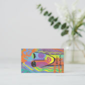 女カラフル性抽象芸術ポートレート 名刺 (スタンド正面)