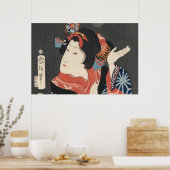 女カラフル日本のヴィンテージ絵画 ポスター (キッチン)