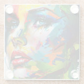 女カラフル芸術的顔ガラスのコースター ガラスコースター (裏面)