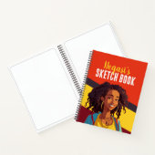 女カラフル10代のパーソナライズされた子のスケッチ本 ノートブック (内部)