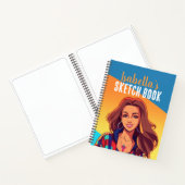 女カラフル10代のパーソナライズされた子のスケッチ本 ノートブック (内部)